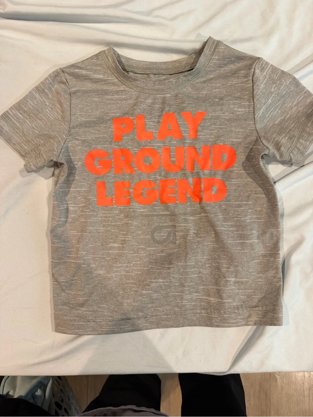 GAP Gray Short Sleeve Tee with Neon Orange PLAYGROUND Print
